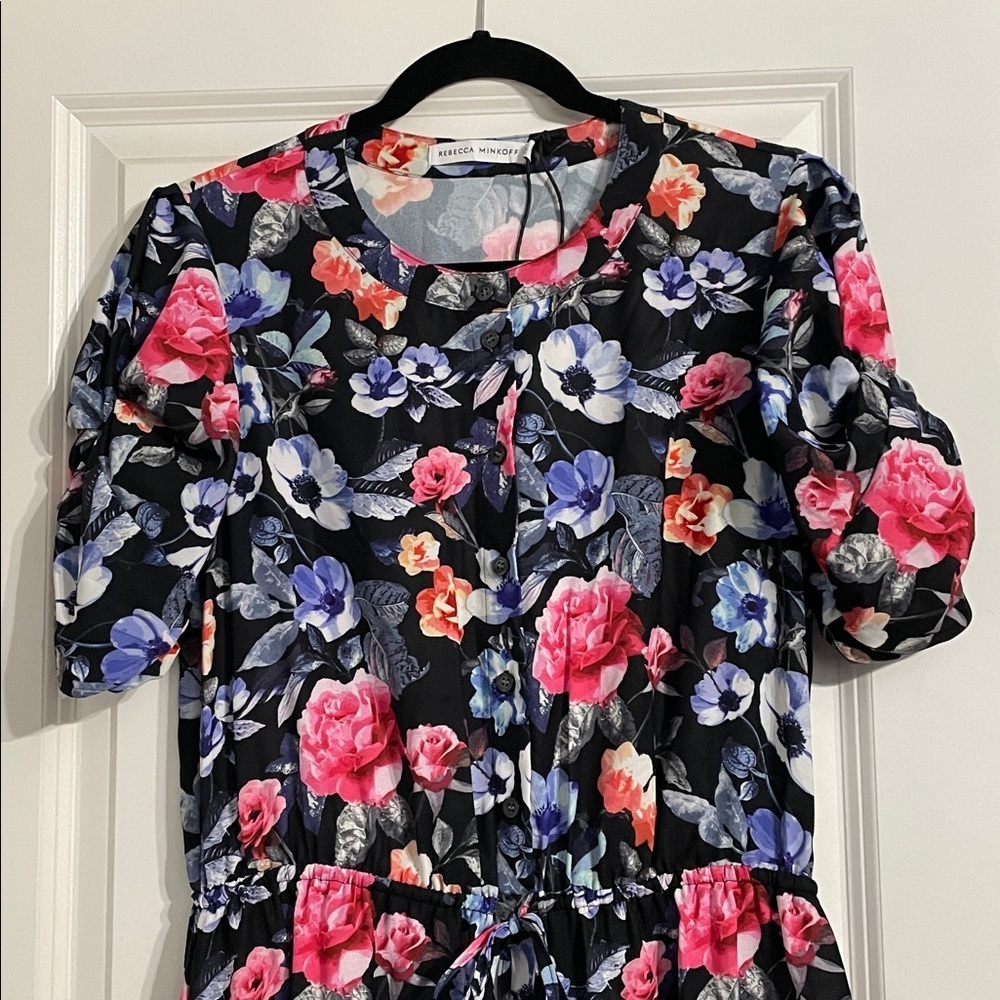 Rebecca Minkoff Womens Aston Floral Print Button Front Party Mini Dress NWT Sz M - Picture 10 of 16